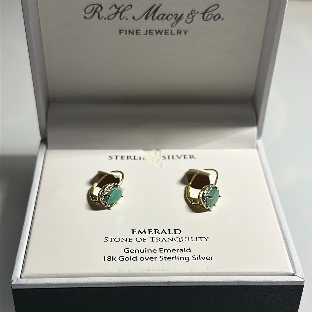 Gold and Green Emerald Earrings